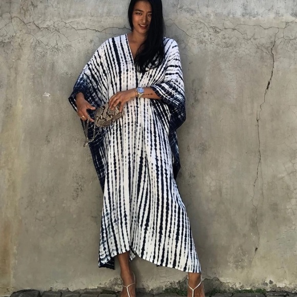 Boho Tie Dye Kaftan Kimono Coverup Dress - Picture 7 of 7